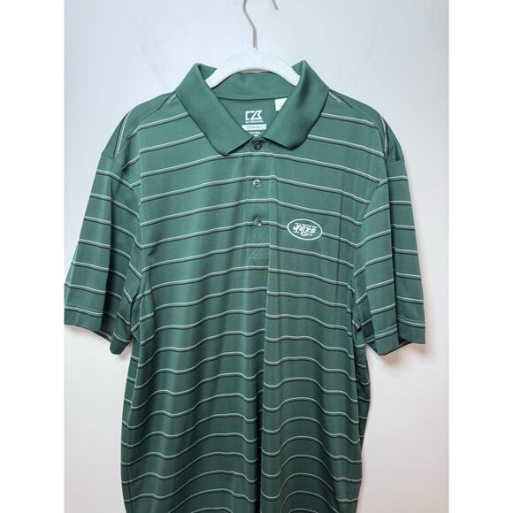 New York Jets Shirt Mens L Green Cutter & Buck DryTec Short Sleeve Polo NFL - Picture 2 of 10